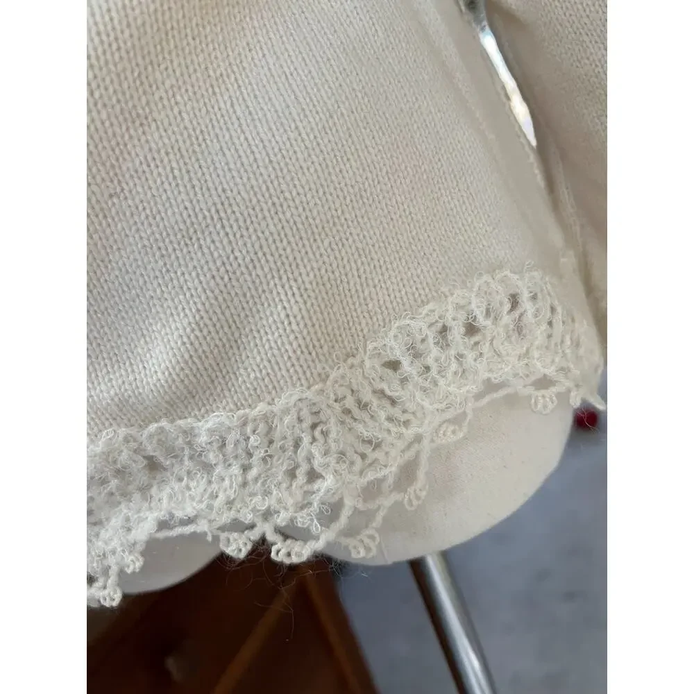 2006 Chanel Knit Cashmere Lace Cream Cardigan